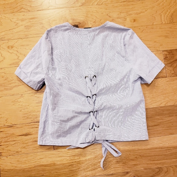 Anthropologie Six Crisp Days Cotton Lace Back Crop - Picture 3 of 5